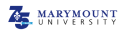 A stylized blue "75" next to text that reads "Marymount University"